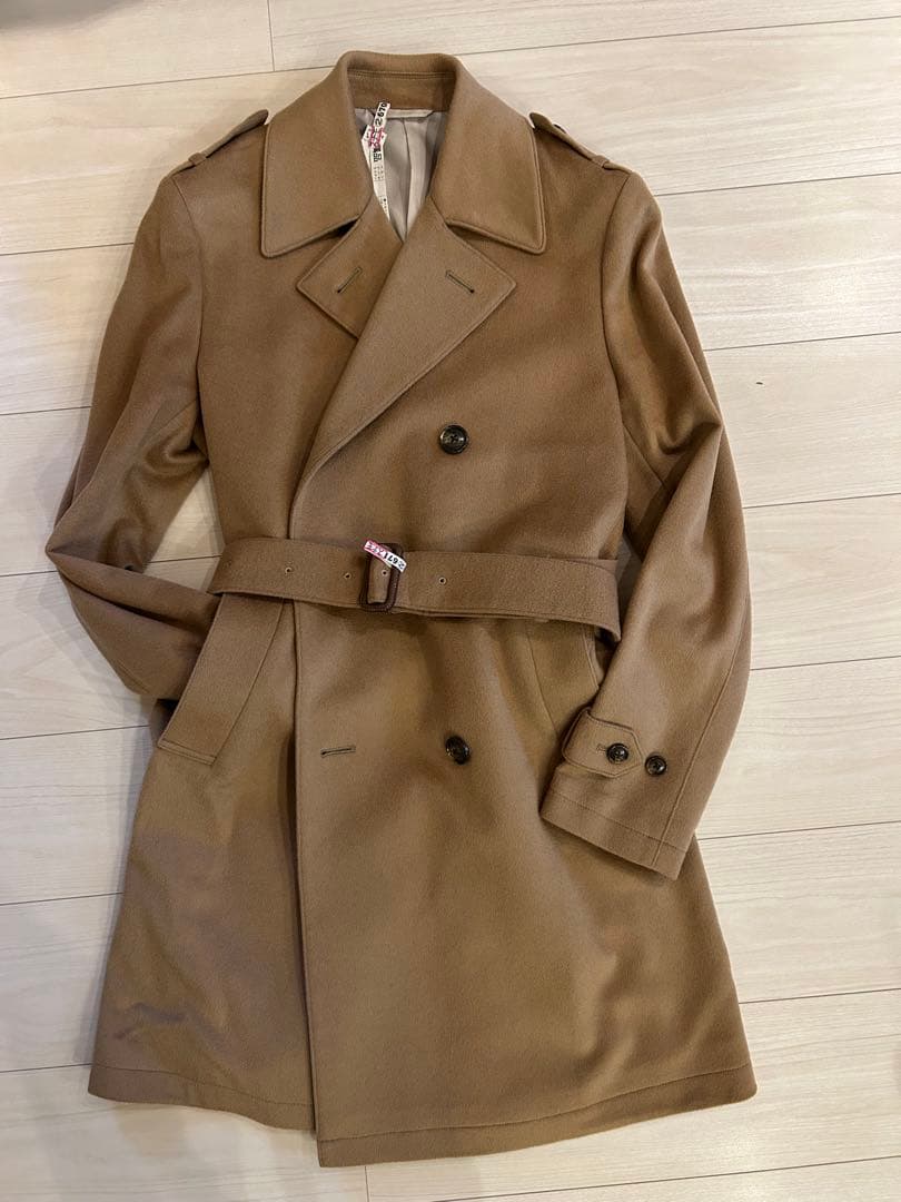 ナノユニバース　カシミヤ混　ベージュ ダブルブレスト トレンチコート