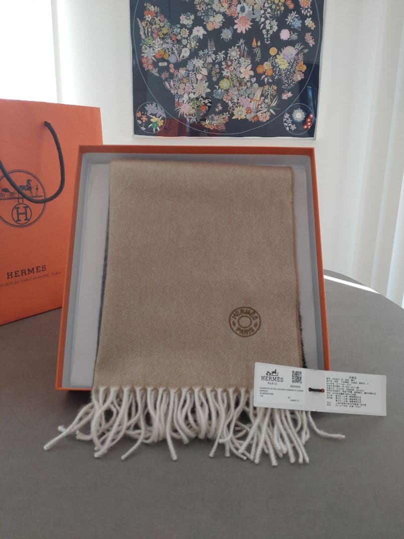 エルメス HERMES カシミヤ マフラー サマーブロック・サンライズ おまけ★
