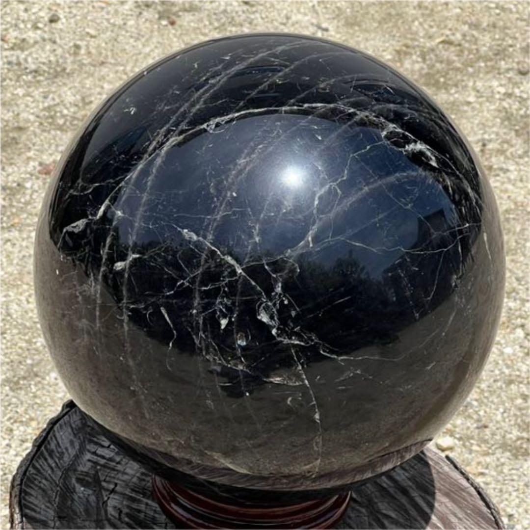✳️極玉 ダブルスター☆極上家宝級大宝珠✨スターモリオン 黒水晶 丸玉 天然石