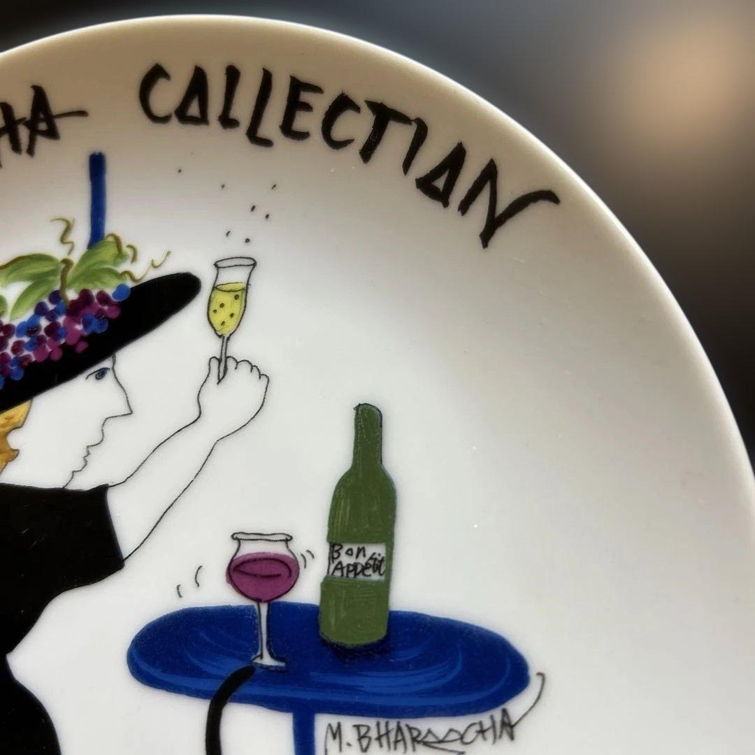 BHAROOCHA COLLECTION記念日プレート 黒猫 ワイン 乾杯