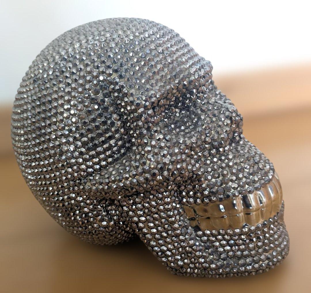 送込美品！KARE廃盤スカルクリスタルシルバー貯金箱スワロフスキードクロ