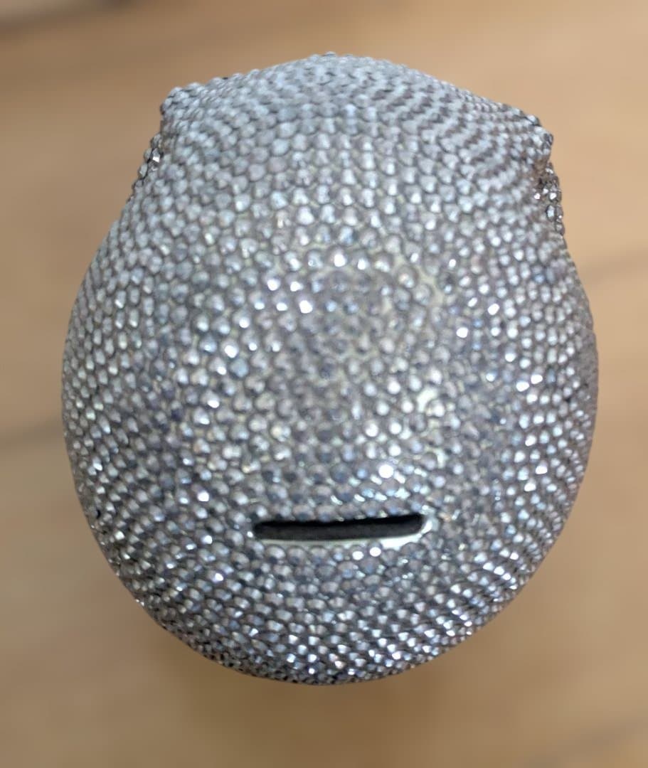 送込美品！KARE廃盤スカルクリスタルシルバー貯金箱スワロフスキードクロ