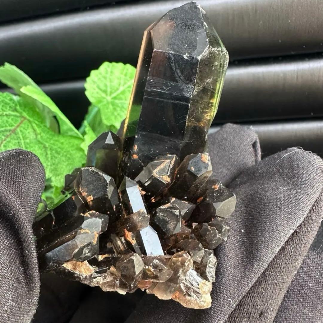 【最強魔除け】守護石モリオンスモーキークォーツ 原石クラスター 黒水晶A1534
