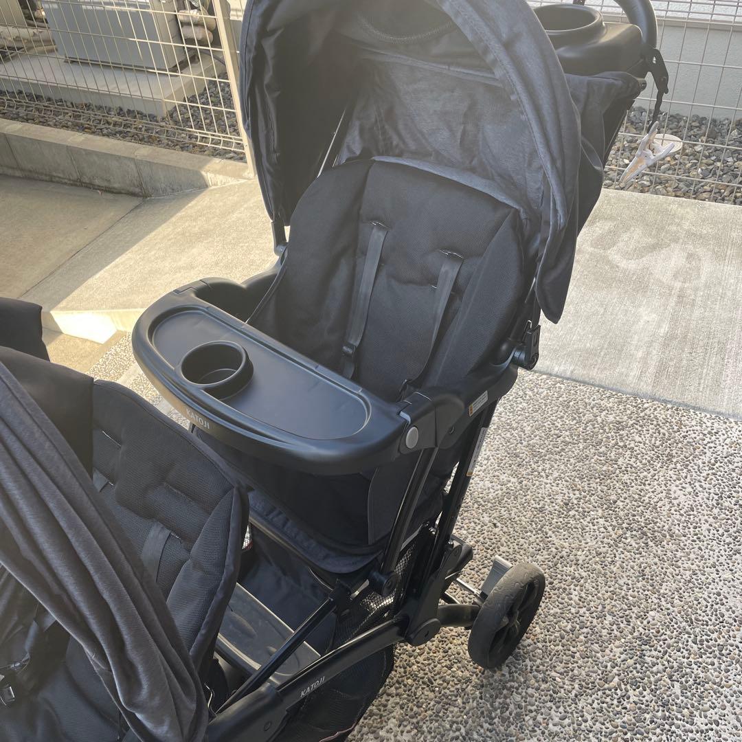 カトージ 二人乗りベビーカー 二人でゴーDX(専用レインカバー付き)