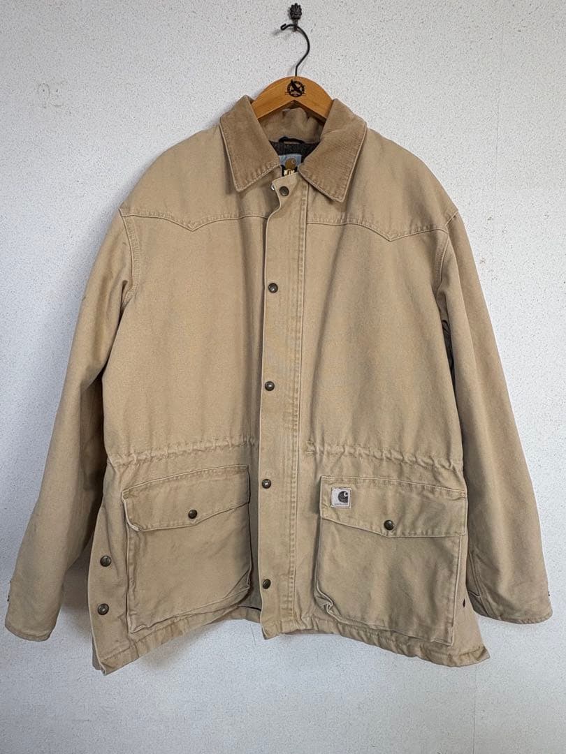 Carhartt ベージュジャケット　カバーオール　裏地ブランケット　2XL程度