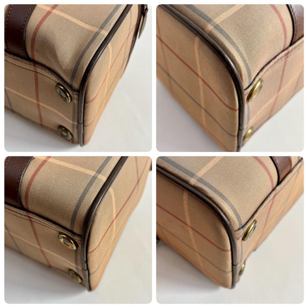 【良品】【バーバリー】ボストンバッグ 旅行カバン 玉虫色 チェック