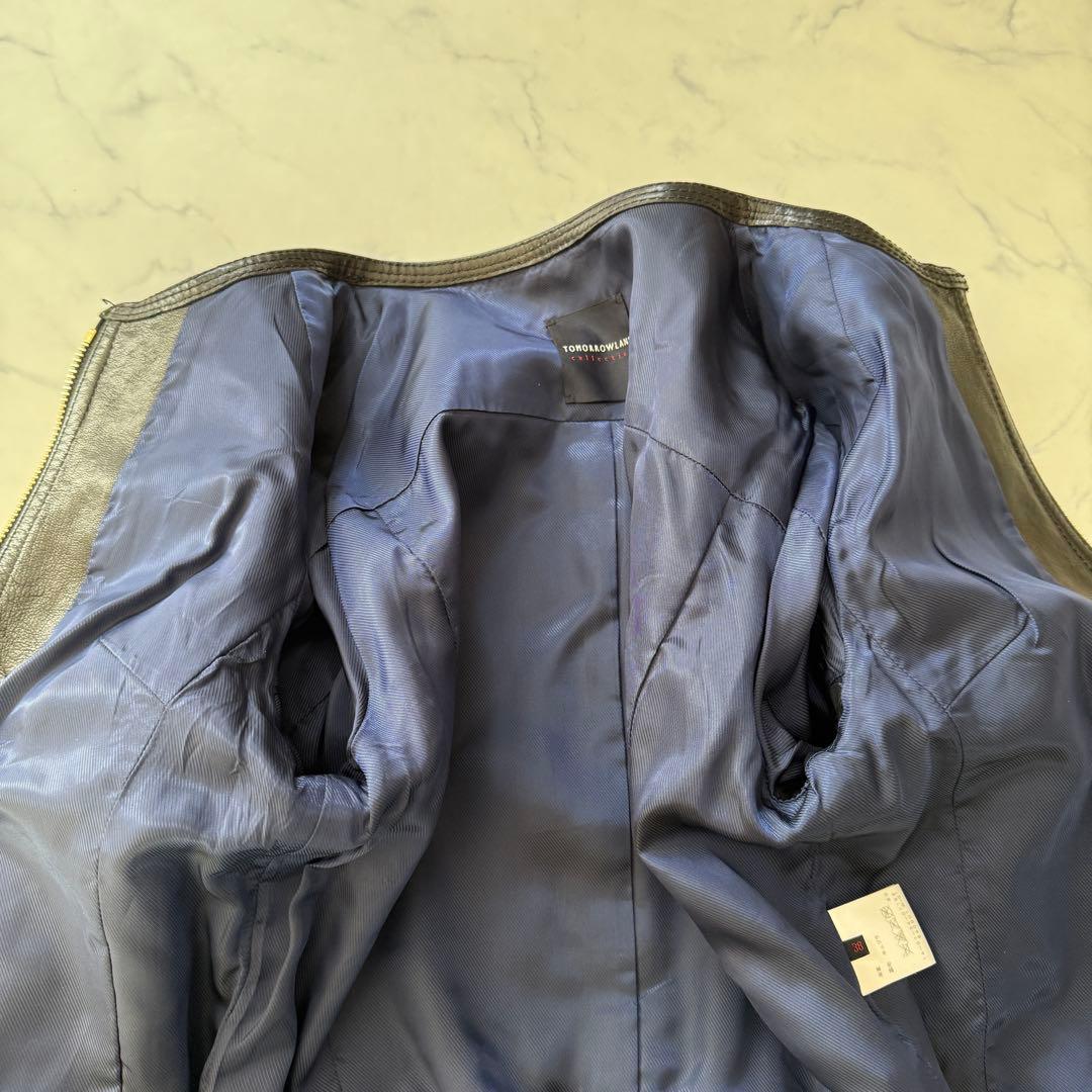 【美品】　トゥモローランド　レザージャケット　シングルライダース　ノーカラー