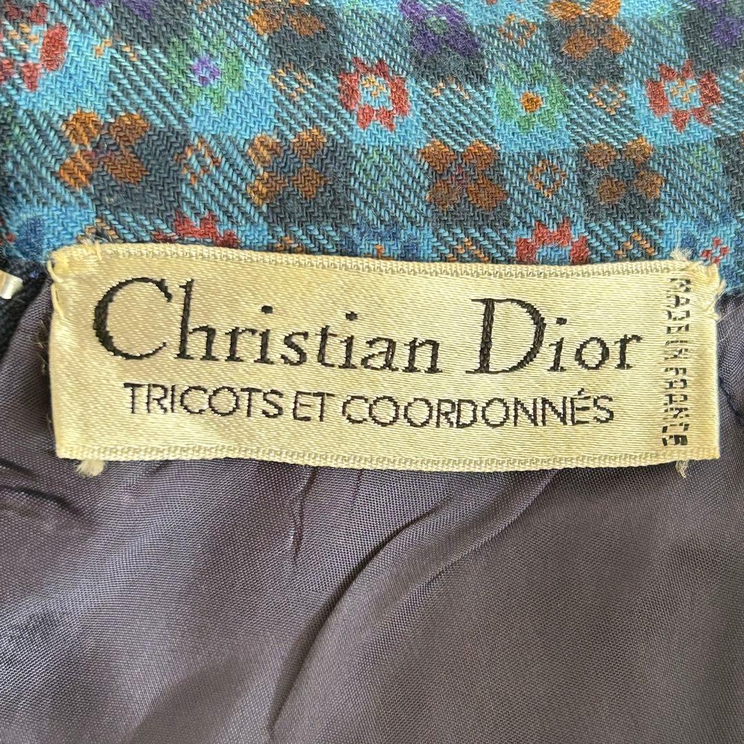 【かおり】クリスチャン・ディオール チェック小花柄 ロングワンピース