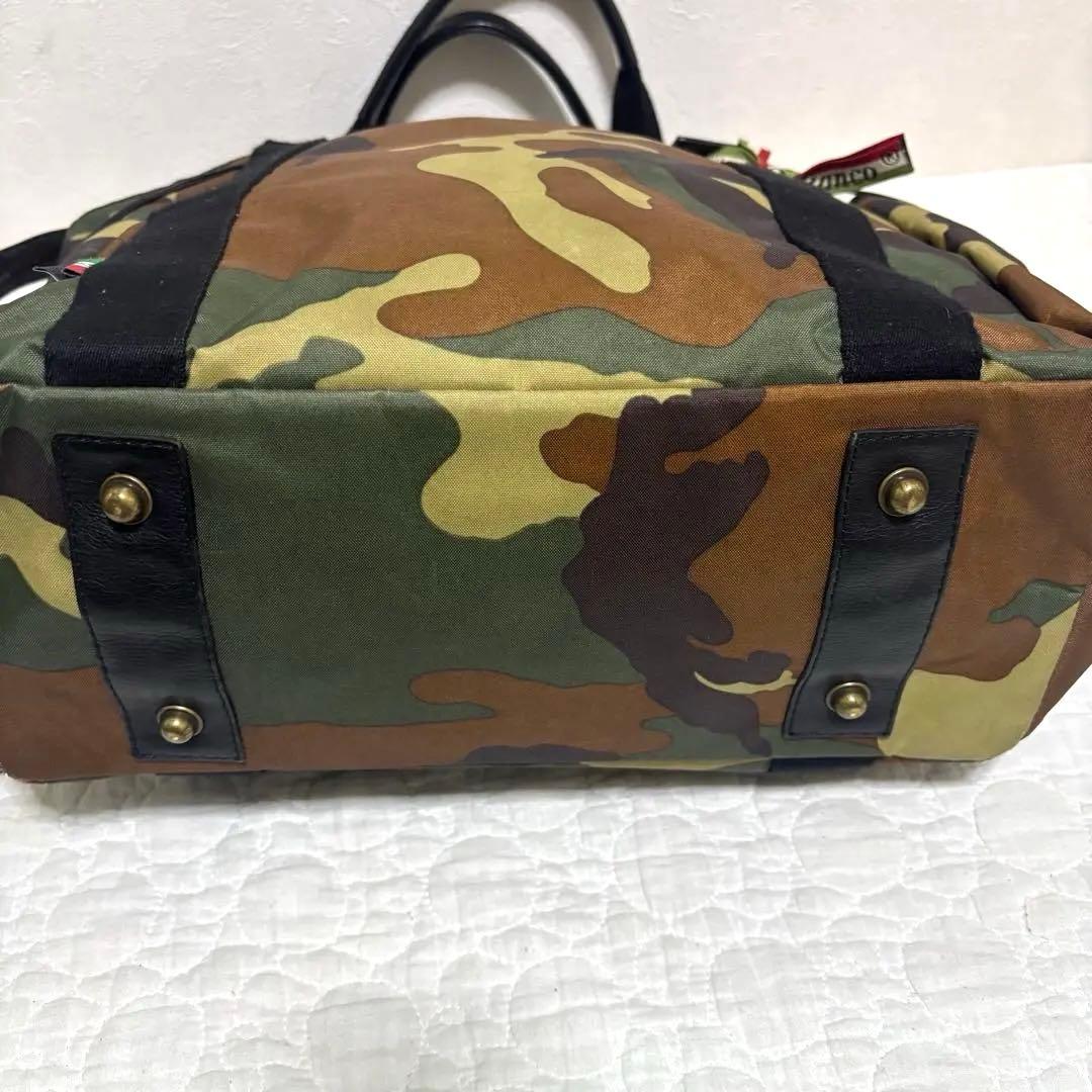 【希少】Orobianco ナイロン×レザー　カモフラ トートバッグ　大容量