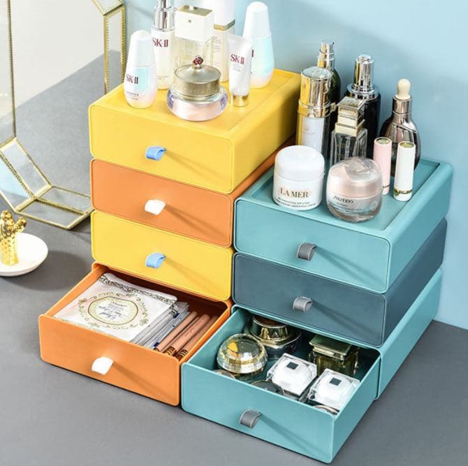 化粧品収納ボックス　化粧品ケース　大容量　蓋つき引き出し付き