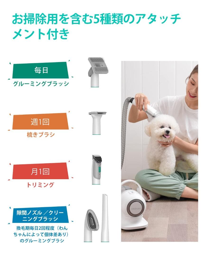 1多機能ペット掃除機 in 5 ペット用バリカンセット グルーミングセット