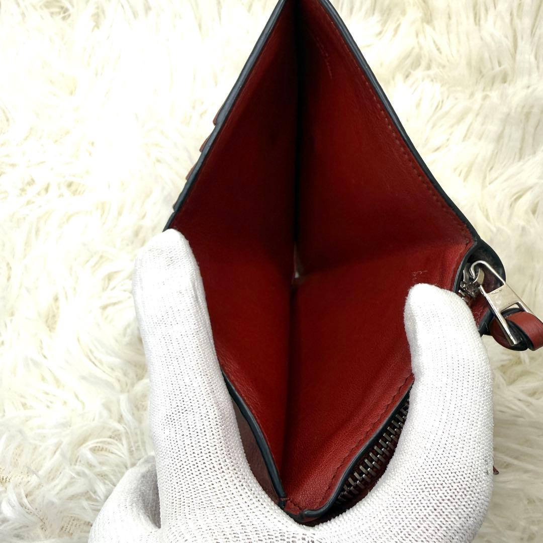 ロエベ　折り財布　コンパクトジップウォレット　ブラウン　アナグラム