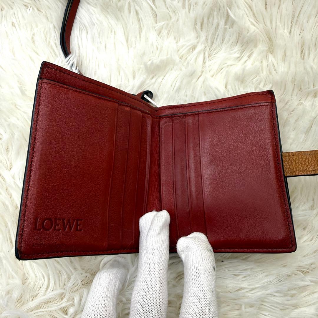 ロエベ　折り財布　コンパクトジップウォレット　ブラウン　アナグラム