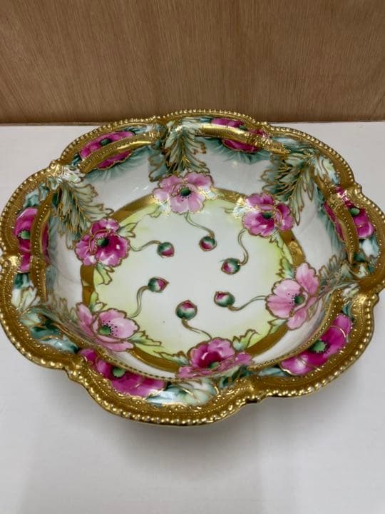 オールド ノリタケ ピンクポピー柄 大ボール 1個