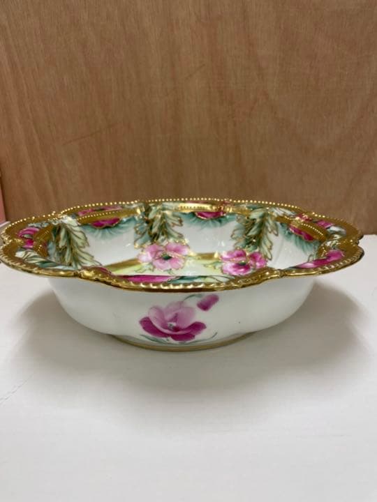 オールド ノリタケ ピンクポピー柄 大ボール 1個