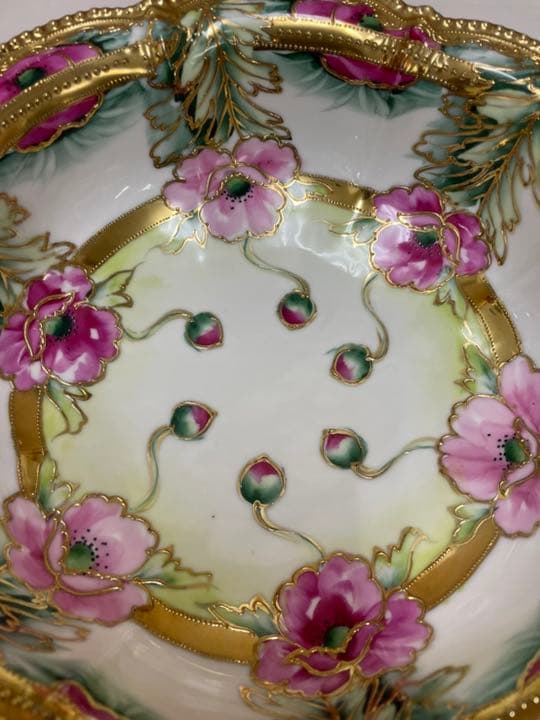 オールド ノリタケ ピンクポピー柄 大ボール 1個