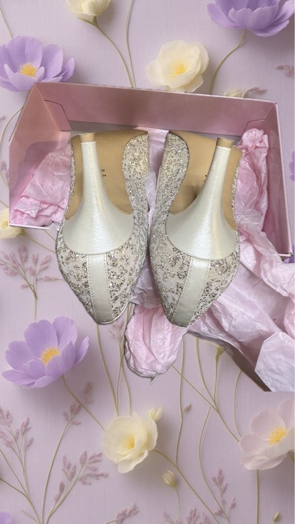 美品ダイアナ　キラキラグリッター　パンプス　結婚式パンプス　グリッターパンプス