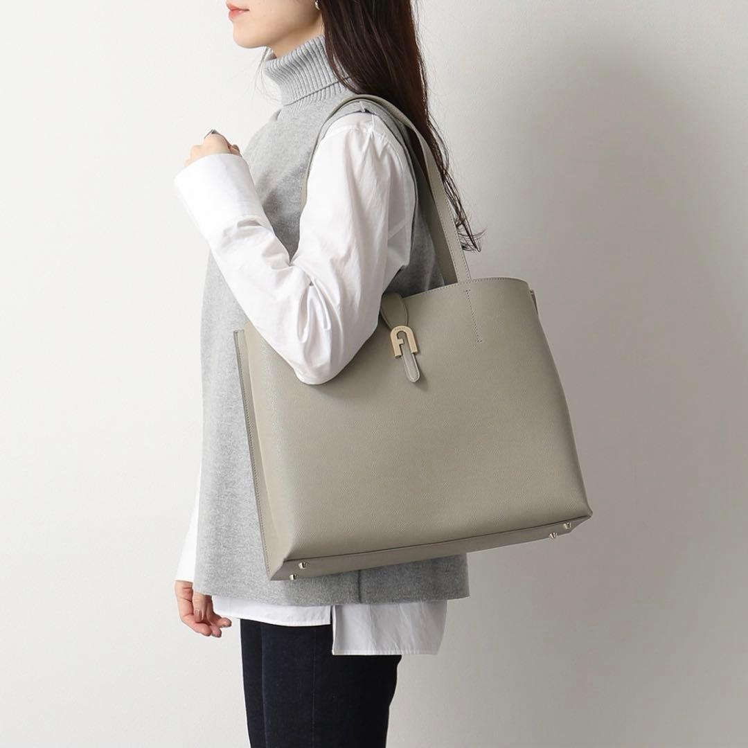 本日のみタイムセール！FURLA グレー Lサイズ トートバッグ　ソフィアフルラ