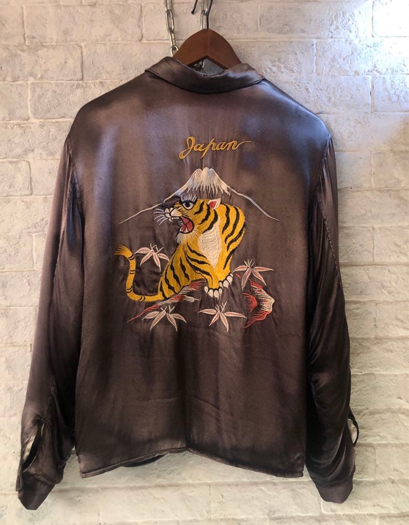 HOUSTON スカジャン Mサイズ 虎 富士山　エイジング