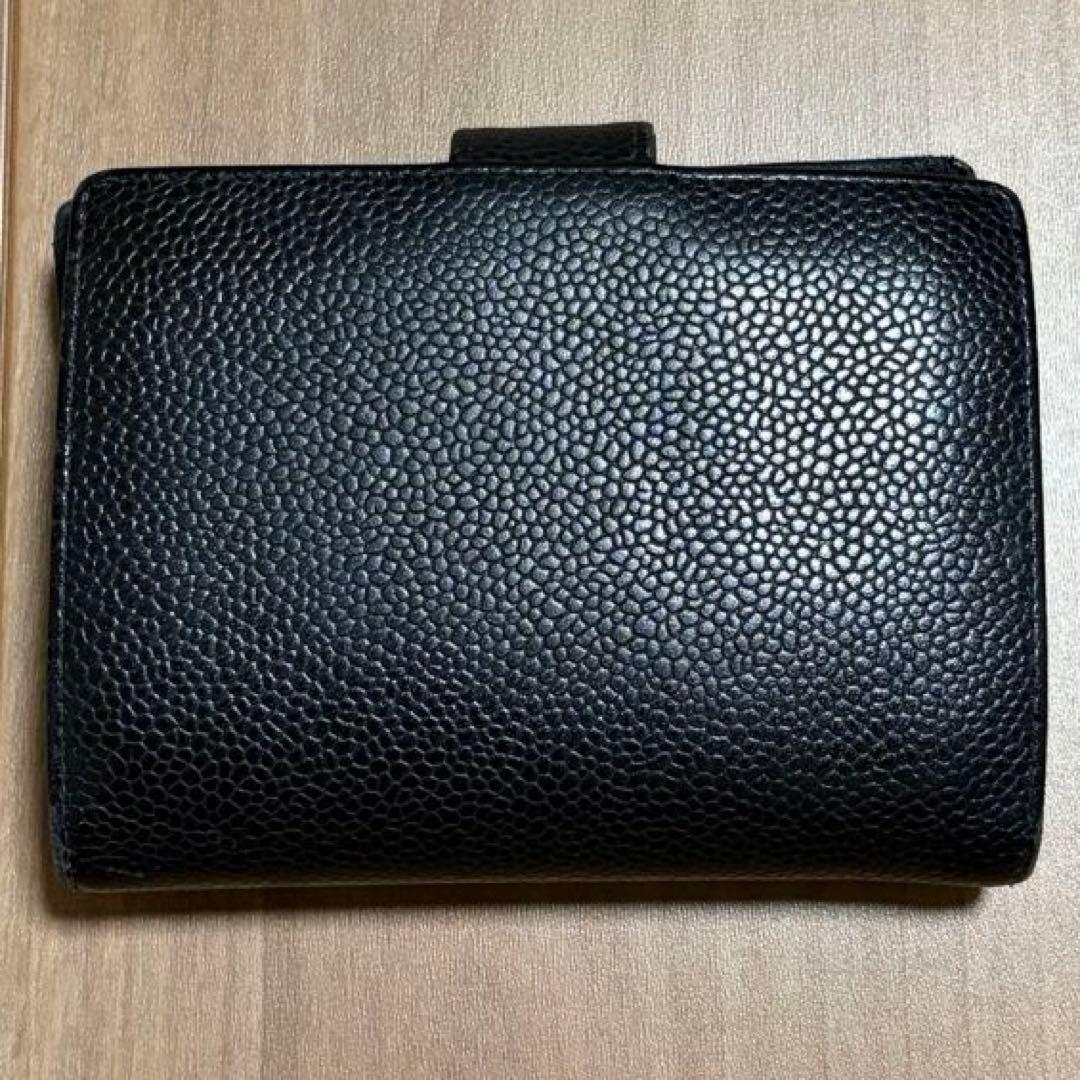 CHANEL シャネル キャビアスキン ココマーク がま口二つ折り財布 ブラック