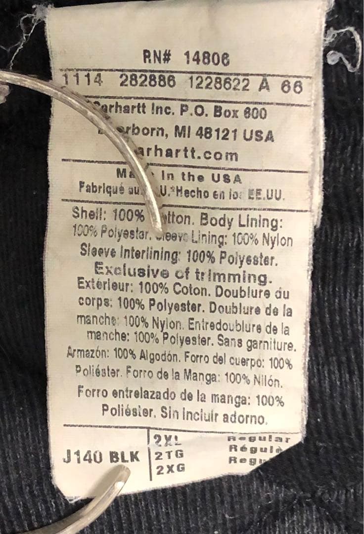 C*t様 Carhartt アクティブジャケット キルティング フェードブラック