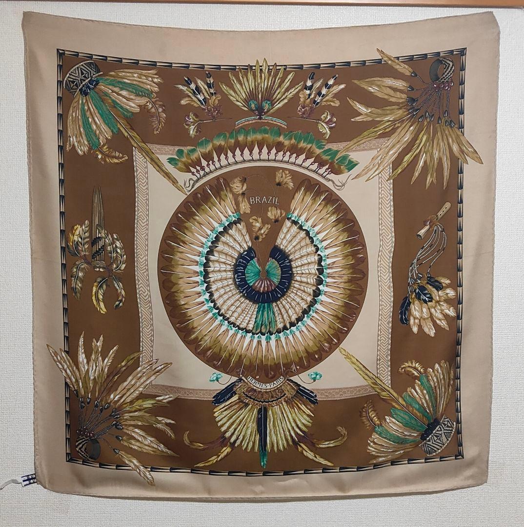 HERMES エルメス カレ BRAZIL ブラジル モチーフ シルクスカーフ