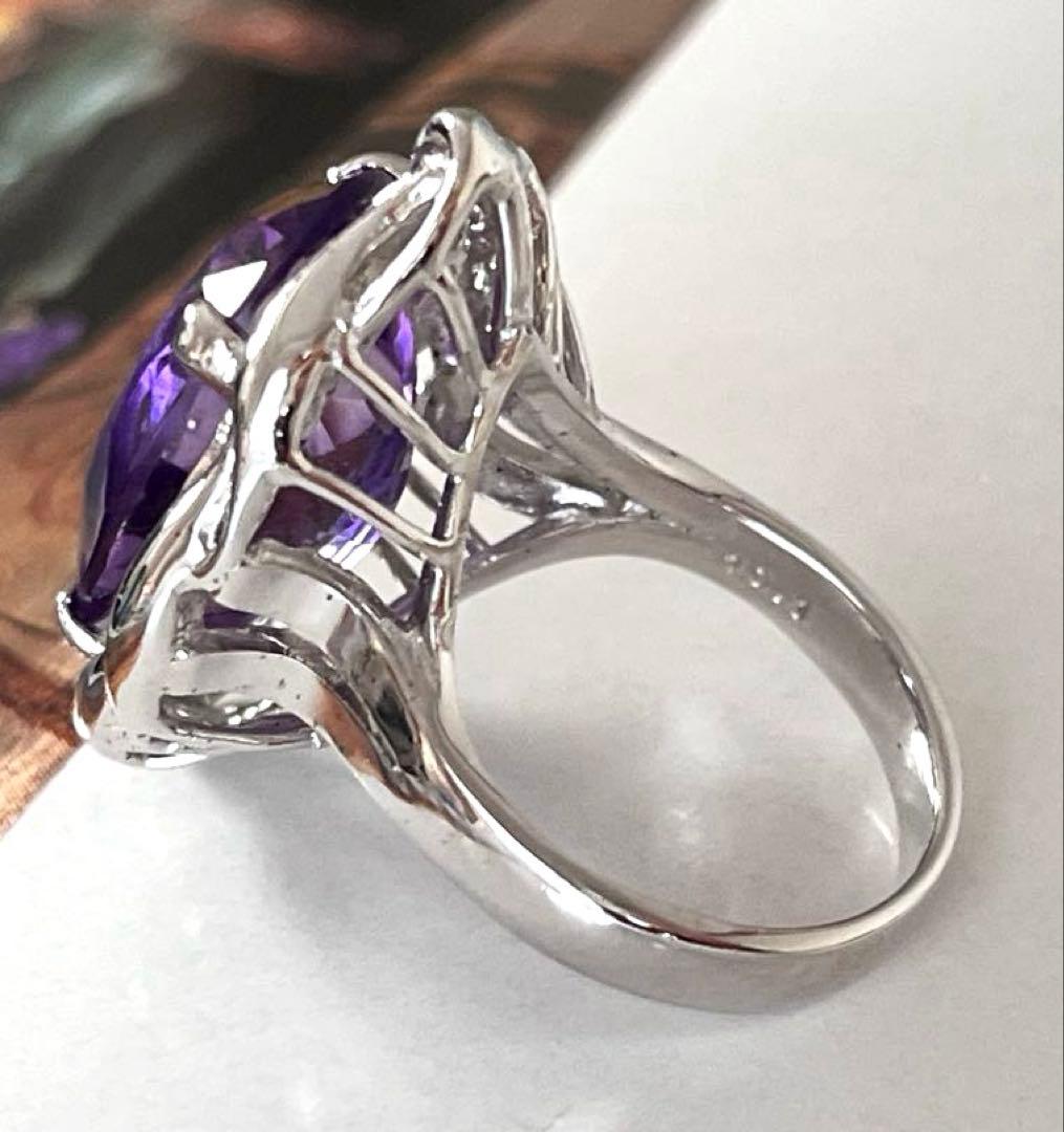 Mary様天然アメジスト 10ctSILVERヴィンテージリングB113