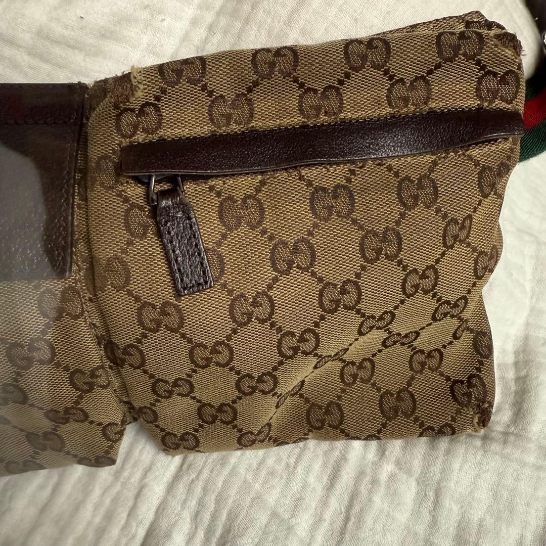 GUCCI グッチ GGキャンバス シェリーライン ボディバッグ ウエストポーチ