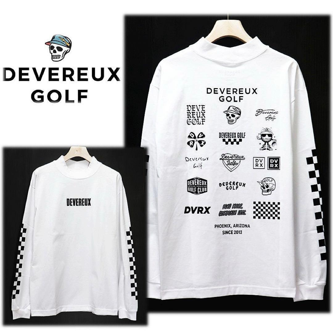 《デヴァローゴルフ》未使用 ロゴアソート チェッカーモックネックシャツ M
