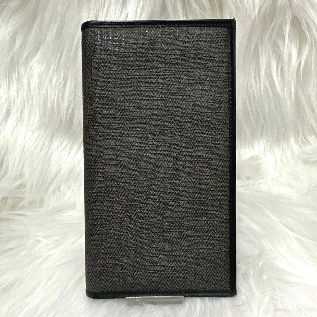 【美品】BVLGARI ヘリンボーン長財布 ダークグレー PVC ウィークエンド