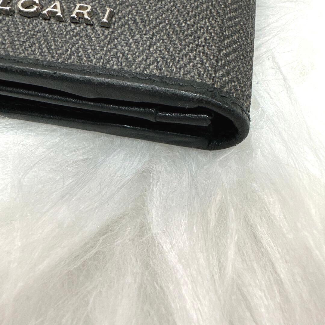 【美品】BVLGARI ヘリンボーン長財布 ダークグレー PVC ウィークエンド