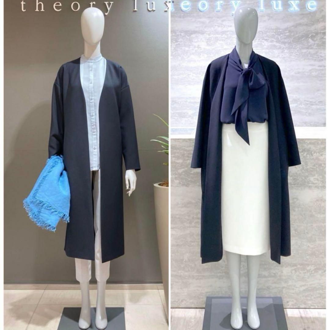 極美品✨'21年 セオリー ELIZABETTA ノーカラーロングコート ベルト