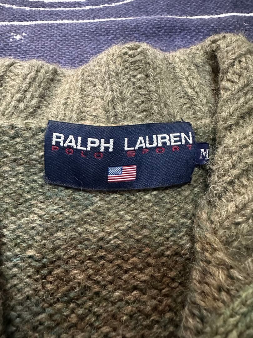 polo Ralph Lauren ジップアップカウチンニット　スキー柄