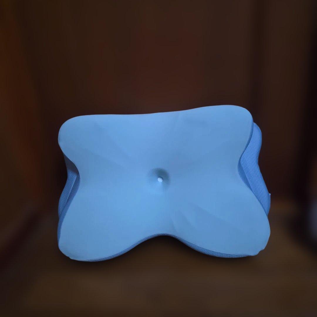 デリラエルゴ製新品バタフライ型メモリーフォーム枕ライトブルー