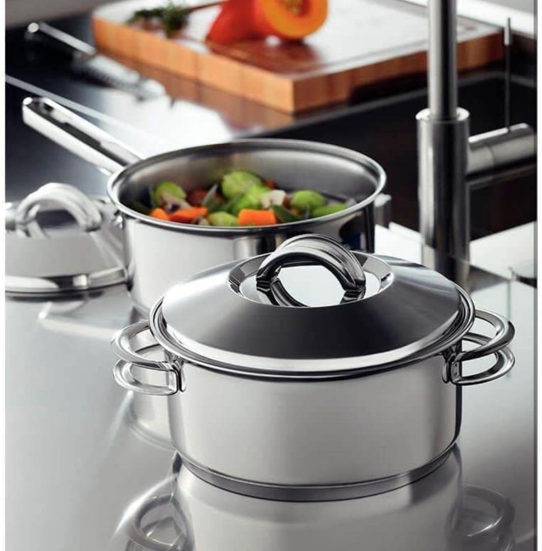 未使用 トラモンティーナ TRAMONTINA ステンレス両手鍋 蓋付き