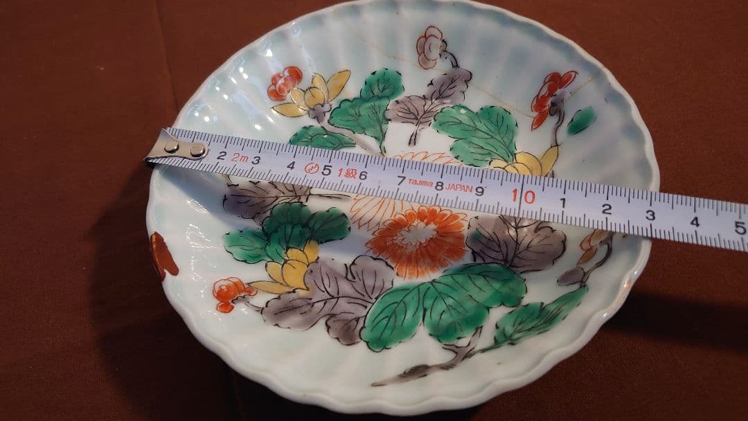 古伊万里　李朝　白磁　色絵　輪華皿　華の図　アンティーク古伊万里　蔵出し　１客