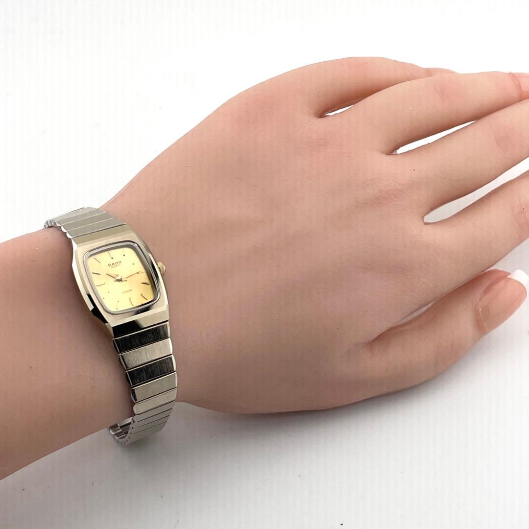 【稼働/新品電池】ラドー　ダイヤスター　スクエア　腕時計　ゴールド　レディース