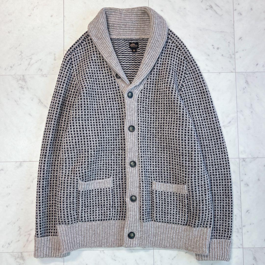 L.L.Bean バーズアイ カーディガン ショールカラー L