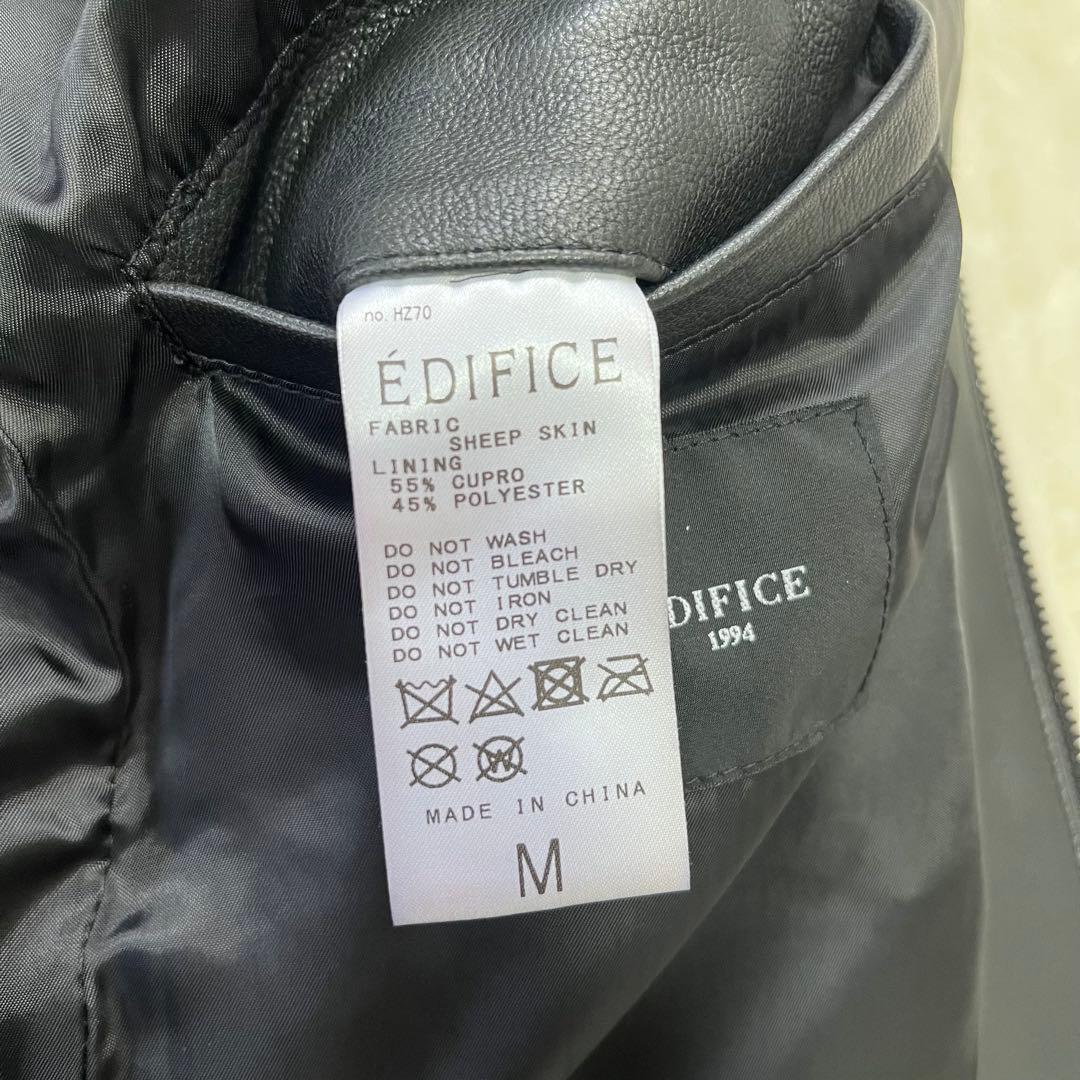 極美品✨エディフィス　ラムレザー　羊革　シングルライダース　M　黒　ダブルジップ