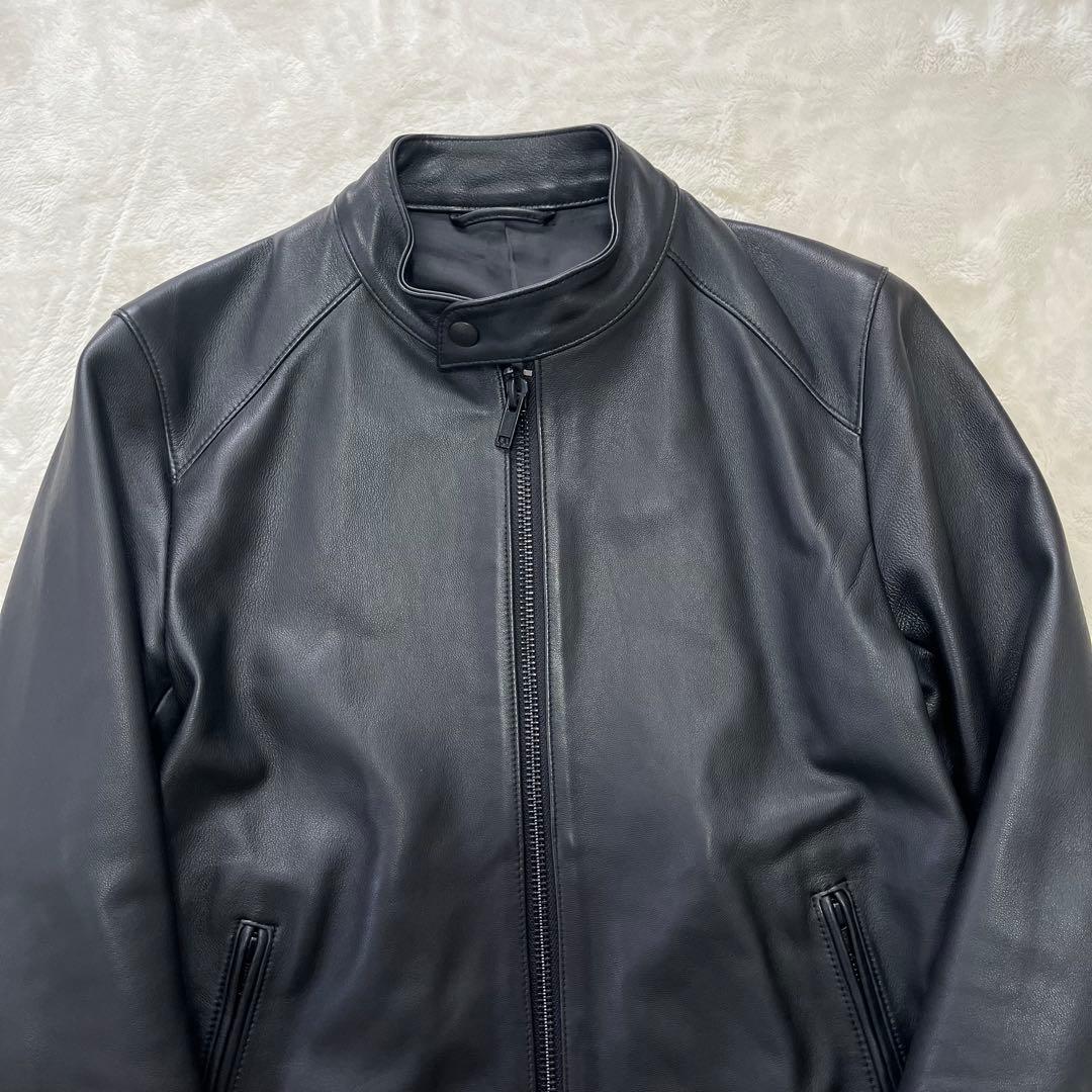 極美品✨エディフィス　ラムレザー　羊革　シングルライダース　M　黒　ダブルジップ