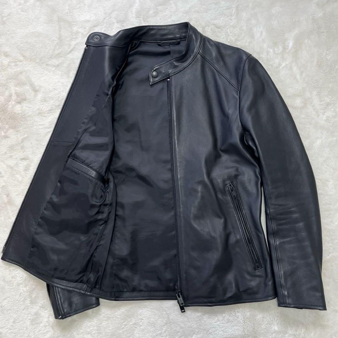 極美品✨エディフィス　ラムレザー　羊革　シングルライダース　M　黒　ダブルジップ