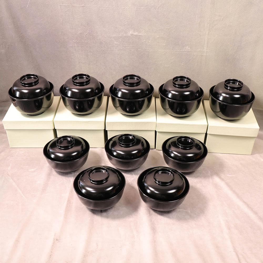 黒真塗り 飯椀 汁椀 5客セット 懐石料理 四つ椀 茶懐石 おもてなし