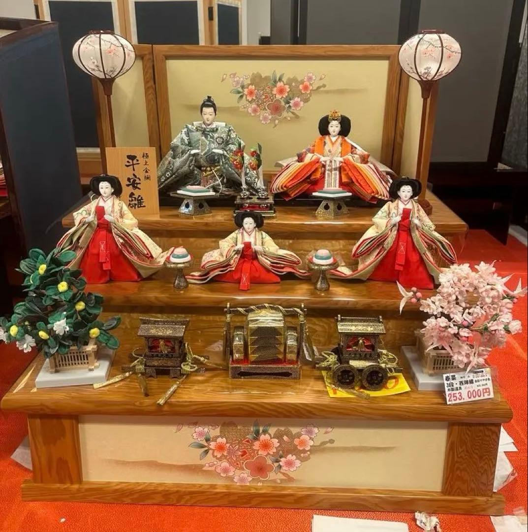 雛人形 五人飾り 三段飾り 親王飾り 三人官女付き 新品未使用