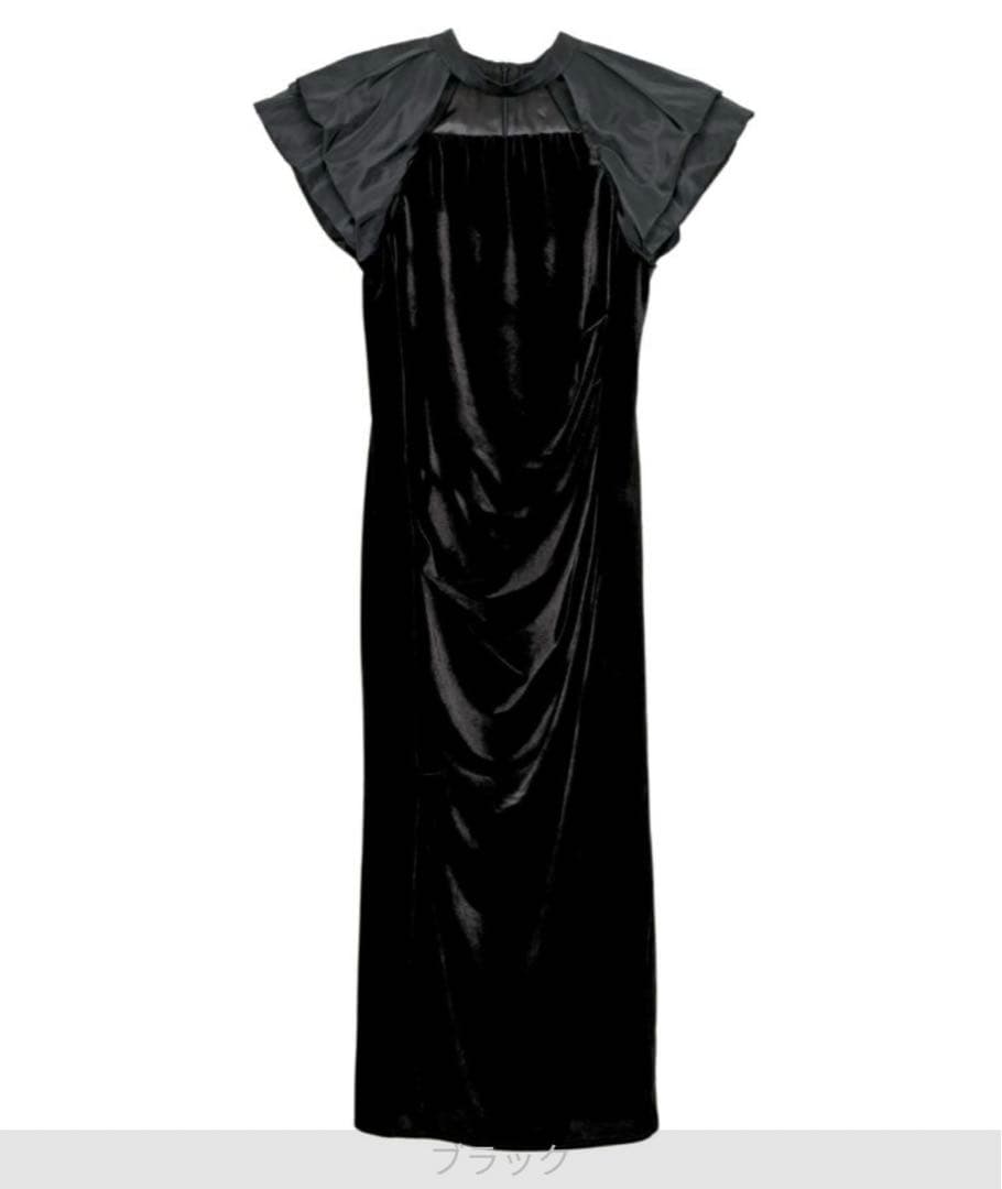ANDRESD drape velour dress ブラック