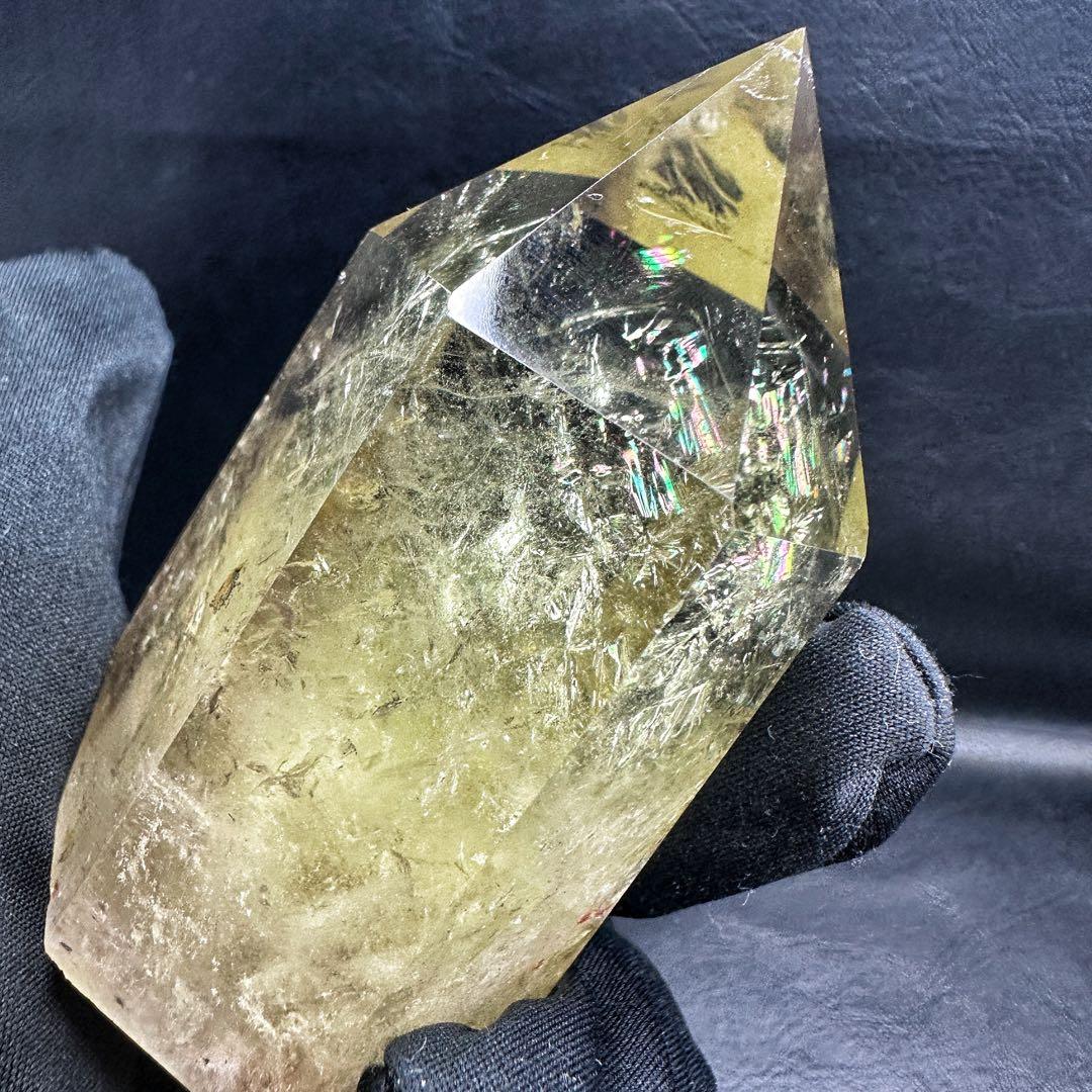 【金運·浄化】シトリン☆黄水晶 六角柱レインボー☆ファントム 超パワーA1159