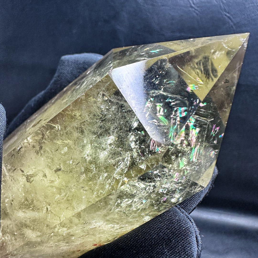 【金運·浄化】シトリン☆黄水晶 六角柱レインボー☆ファントム 超パワーA1159