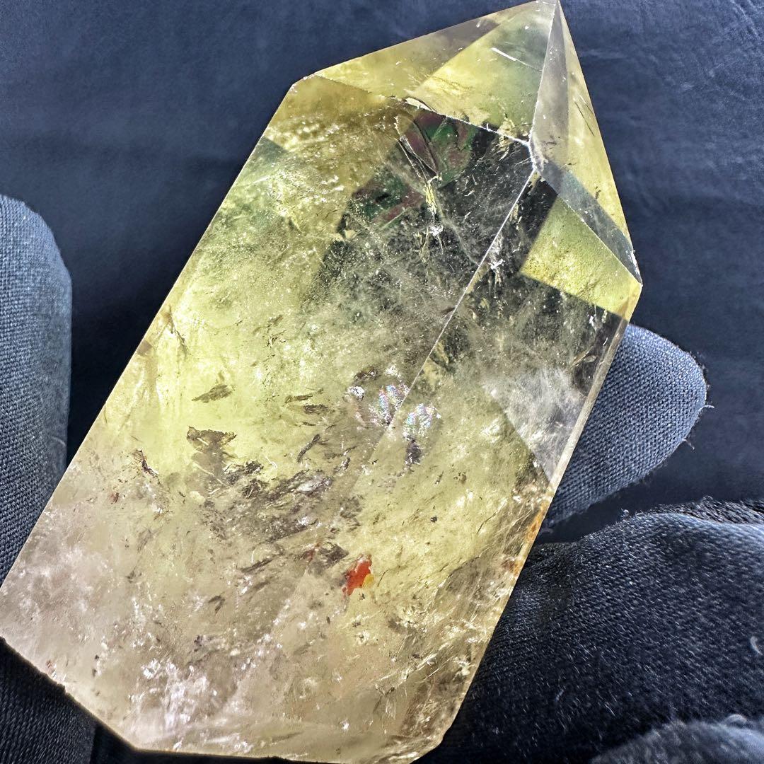 【金運·浄化】シトリン☆黄水晶 六角柱レインボー☆ファントム 超パワーA1159