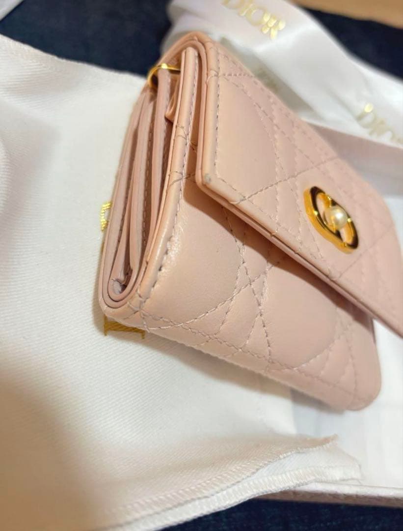 も*み様 Dior ピンク キルティング 三つ折り財布