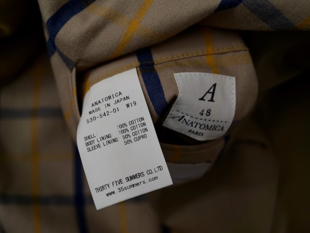 アナトミカ Anatomica シングルラグランコート