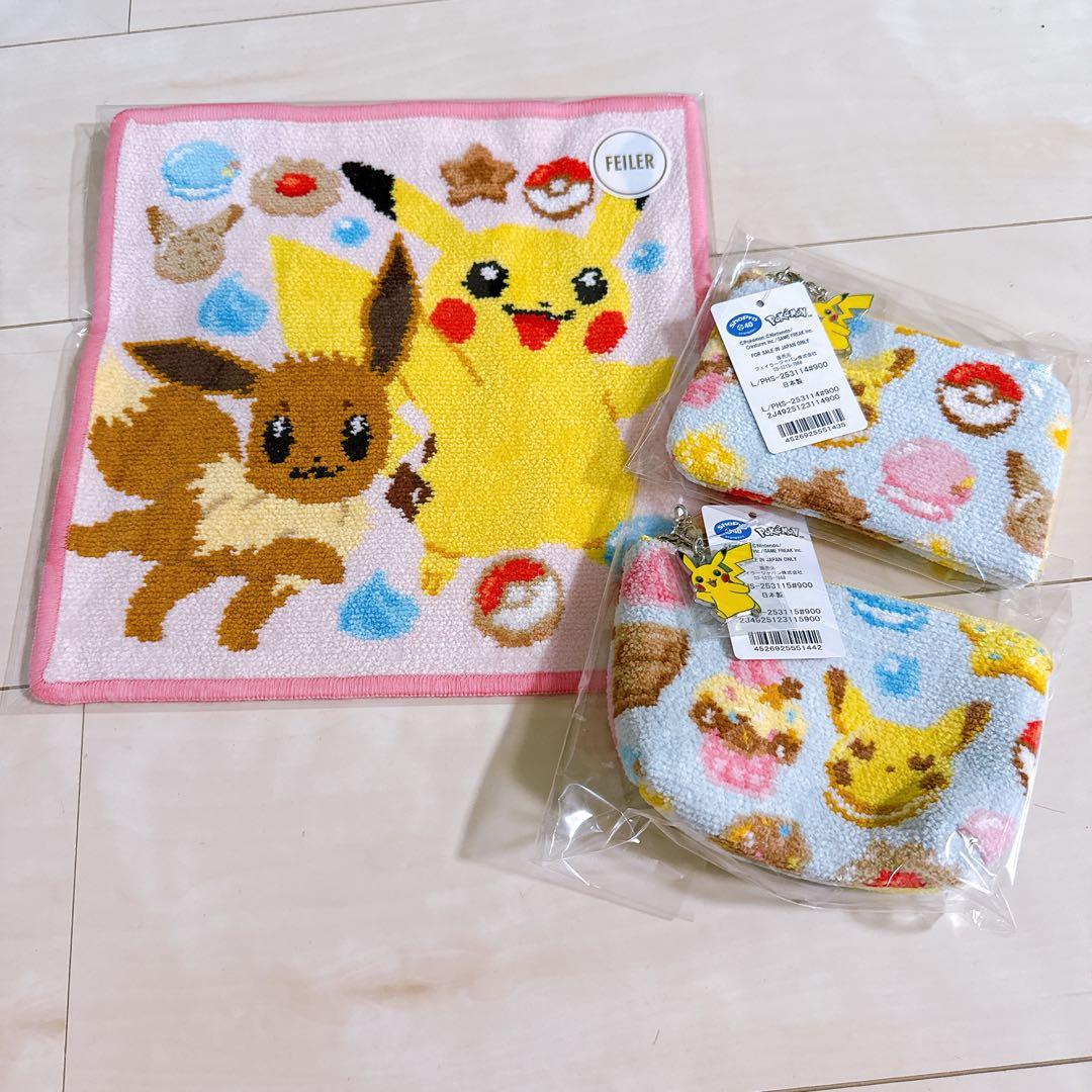 お*め様 FEILER ポケモン ハッピースウィーツ 舟型ポーチS ハンカチ L